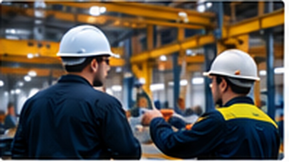Manufacturing operations leaders reviewing work on an industrial plant floor